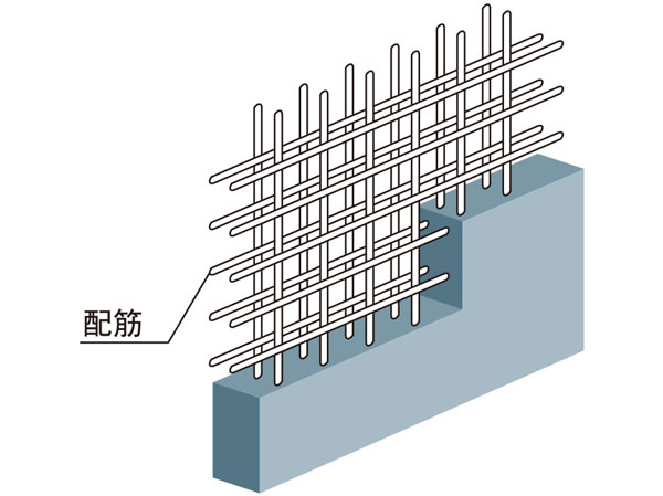Building structure.  [Tosakaikabe of double reinforcement] Haisuji is the main place to form a precursor to double, Achieve a higher seismic resistance. Also, Tosakaikabe as measures of life sound from the adjacent dwelling unit has secured a 180mm thickness. (Conceptual diagram)
