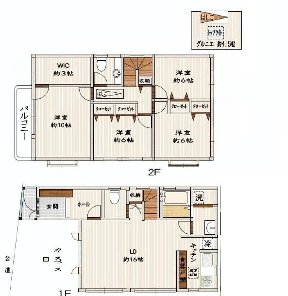 Floor plan. 69,800,000 yen, 4LDK + S (storeroom), Land area 115.7 sq m , Building area 126.69 sq m 4LDK + S