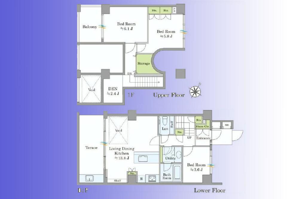 Floor plan. 3LDK + S (storeroom), Price 49,800,000 yen, Occupied area 80.82 sq m , Balcony area 6.16 sq m   [3LDK + archive of the maisonette]