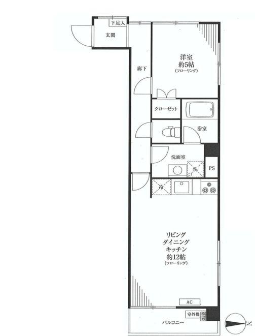 Floor plan. 1LDK, Price 18,800,000 yen, Occupied area 44.01 sq m , Balcony area 4.32 sq m