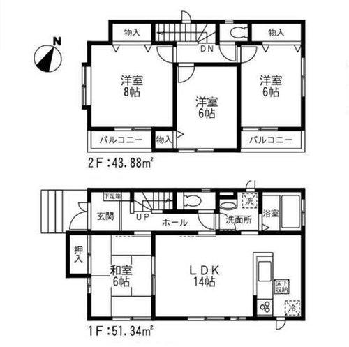 Floor plan. (A Building), Price 74,800,000 yen, 4LDK, Land area 100.07 sq m , Building area 95.22 sq m
