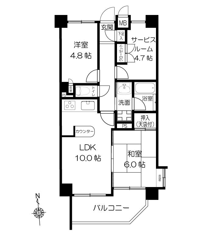 Floor plan. 3LDK, Price 26,800,000 yen, Occupied area 54.33 sq m , Balcony area 7.06 sq m floor plan