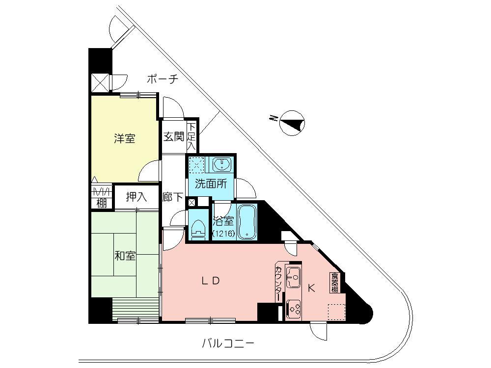 Floor plan. 2LDK, Price 28.8 million yen, Occupied area 59.27 sq m , Balcony area 28.11 sq m