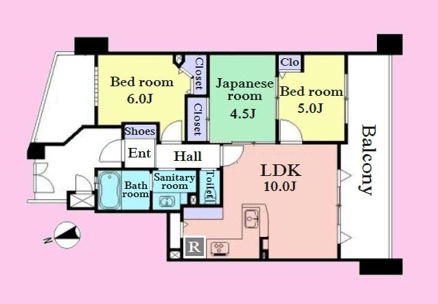 Floor plan. 3LDK, Price 31,800,000 yen, Occupied area 65.35 sq m , Balcony area 14.63 sq m