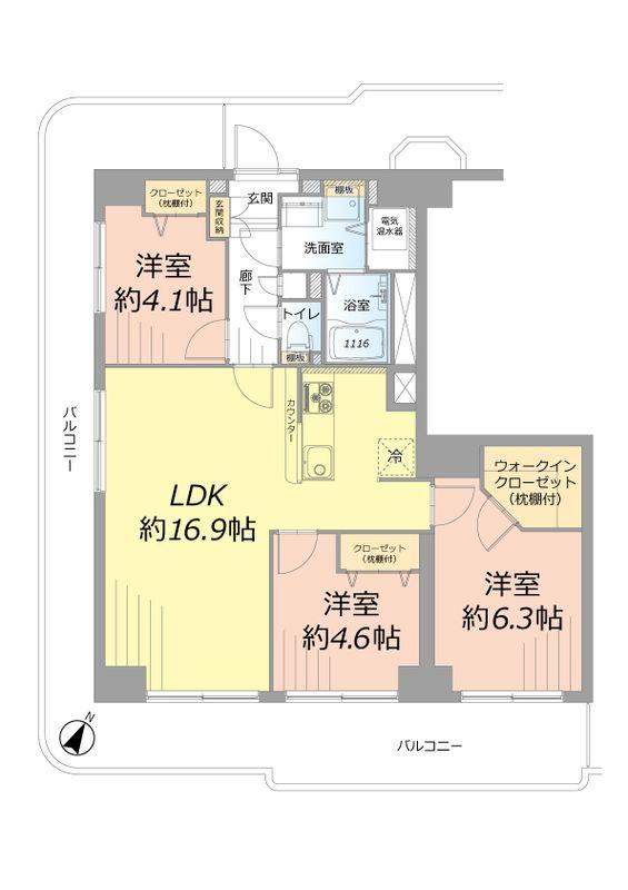 Floor plan. 3LDK, Price 20.8 million yen, Occupied area 71.43 sq m , Balcony area 27.55 sq m Floor