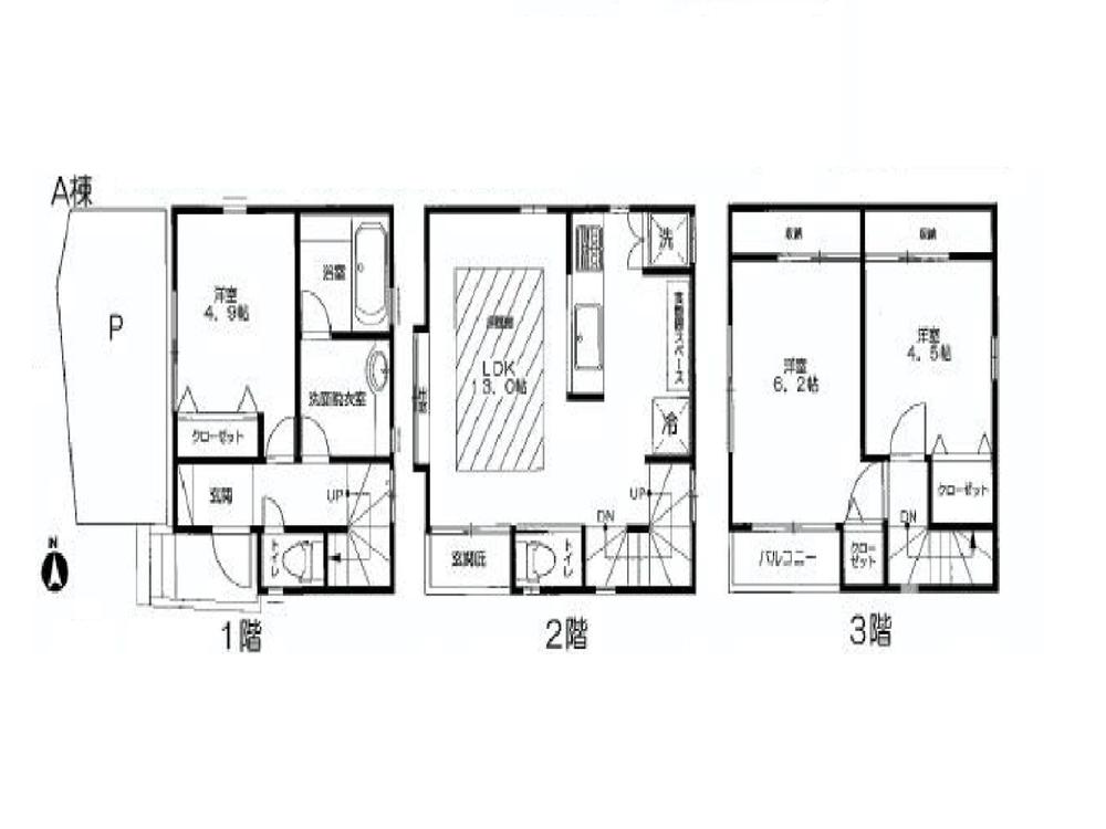 Floor plan. Price 37,800,000 yen, 3LDK, Land area 44.47 sq m , Building area 74.81 sq m