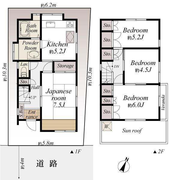Floor plan. 33,800,000 yen, 4K, Land area 62.71 sq m , Building area 70.22 sq m