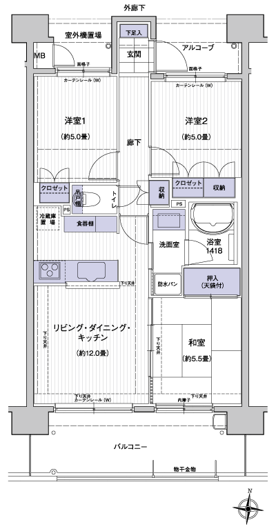 Floor: 3LDK, occupied area: 62.27 sq m