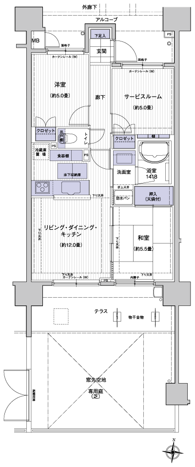 Floor: 2LDK + S, the occupied area: 60.57 sq m
