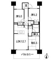 Floor: 3LDK, the area occupied: 63.8 sq m
