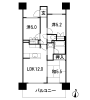 Floor: 3LDK, occupied area: 62.33 sq m