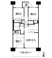 Floor: 3LDK, occupied area: 63.75 sq m