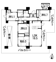 Floor: 4LDK + cycle port, the area occupied: 94.89 sq m