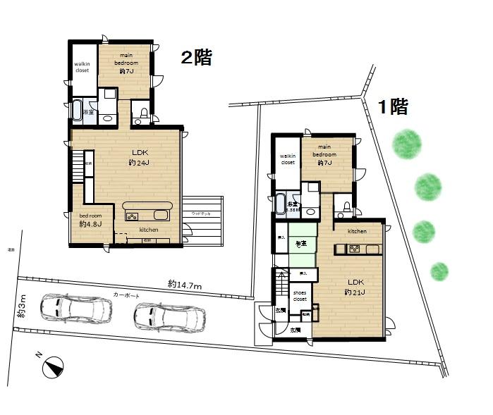 Floor plan. 100 million 19.8 million yen, 4LLDDKK, Land area 185.41 sq m , Building area 162.72 sq m