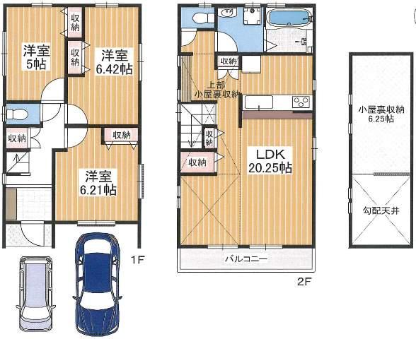 Floor plan. 49,800,000 yen, 3LDK, Land area 89.87 sq m , Building area 86.53 sq m