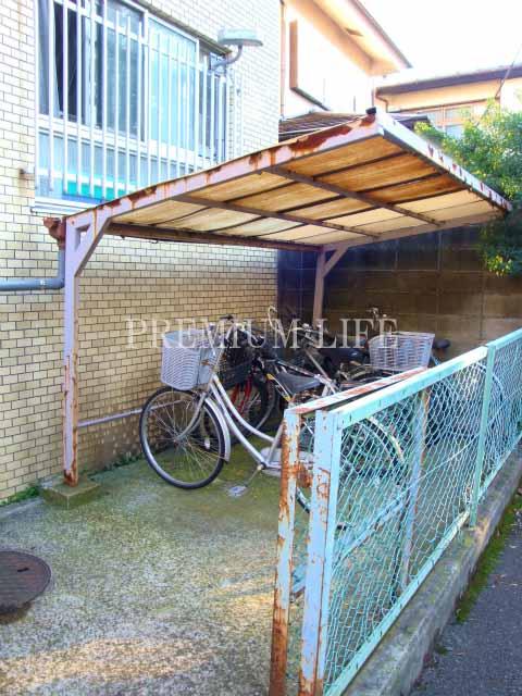 Other common areas. Bicycle parking lot with a roof