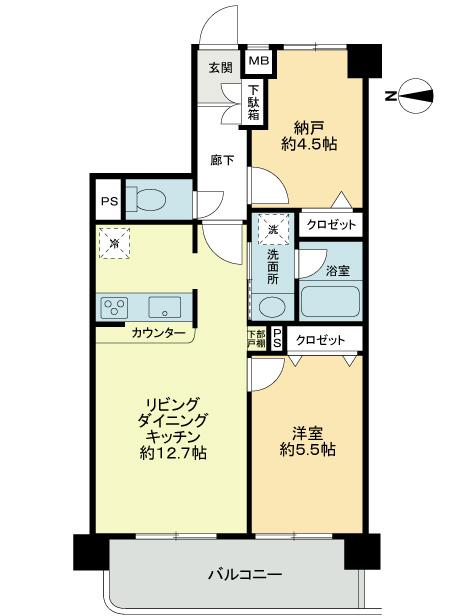 Floor plan. 1LDK + S (storeroom), Price 24,900,000 yen, Occupied area 50.83 sq m , Balcony area 7.89 sq m