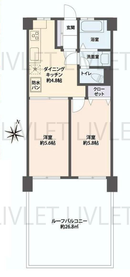 Floor plan. 2DK, Price 15,980,000 yen, Occupied area 41.32 sq m