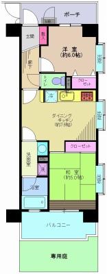 Floor plan. 2DK, Price 20.5 million yen, Occupied area 44.82 sq m , Balcony area 6.75 sq m
