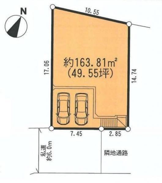 Compartment figure. Land price 86,800,000 yen, Land area 163.81 sq m