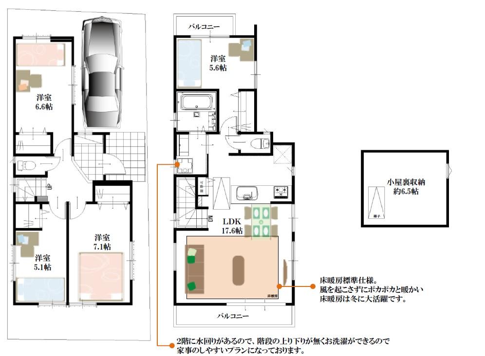 Floor plan. 42,800,000 yen, 4LDK + S (storeroom), Land area 82.66 sq m , Building area 92.88 sq m