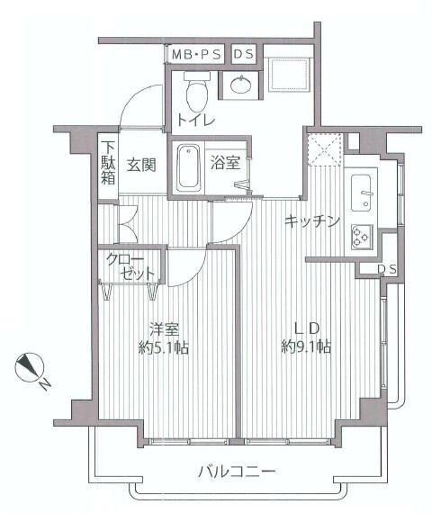 Floor plan. 2DK, Price 17.8 million yen, Occupied area 40.59 sq m