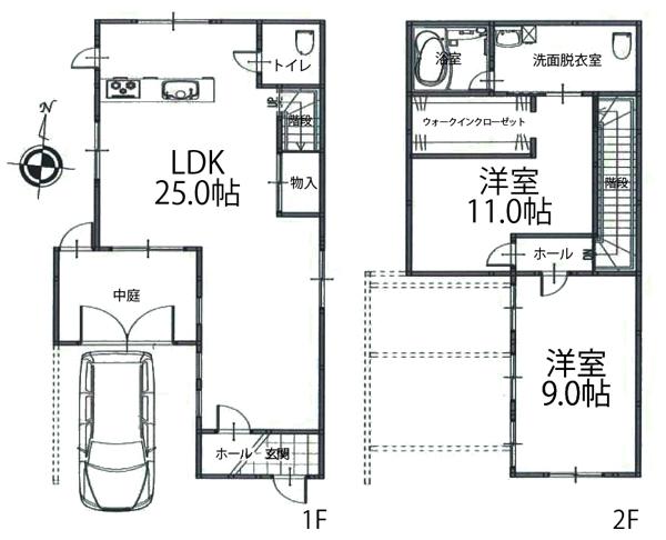 Floor plan. 71,800,000 yen, 2LDK, Land area 100.11 sq m , LDK full of open feeling of the building area 94.75 sq m 25 Pledge, You can leisurely dishes while enjoying the family and the conversation face-to-face kitchen.