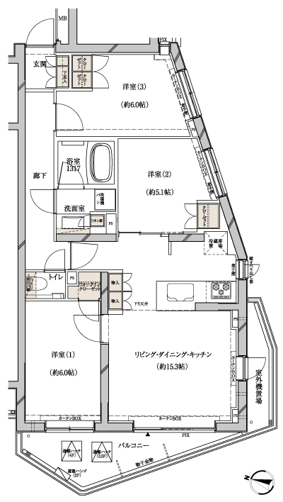 Floor: 3LDK + WIC, the occupied area: 70.69 sq m
