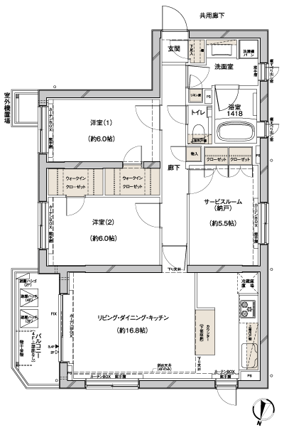Floor: 2LDK + S (storeroom) + 2WIC, occupied area: 78.25 sq m