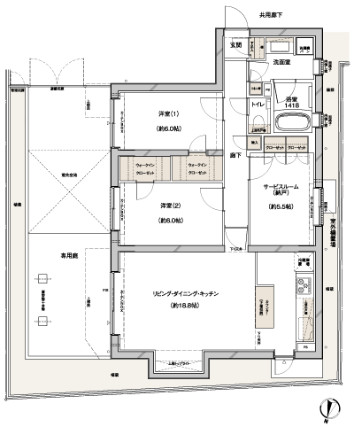 Floor: 2LDK + S (storeroom) + 2WIC, occupied area: 82.24 sq m