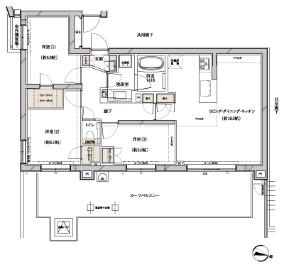 Floor: 3LDK + 2WIC, the area occupied: 77.7 sq m