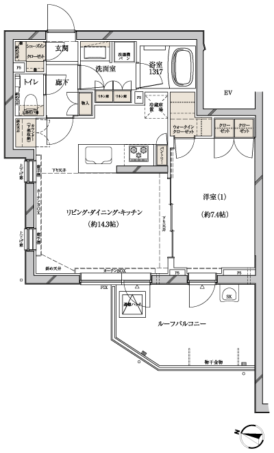 Floor: 1LDK + SIC + WIC, the occupied area: 51.46 sq m