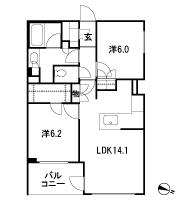 Floor: 2LDK + SIC + WIC, the occupied area: 60.89 sq m