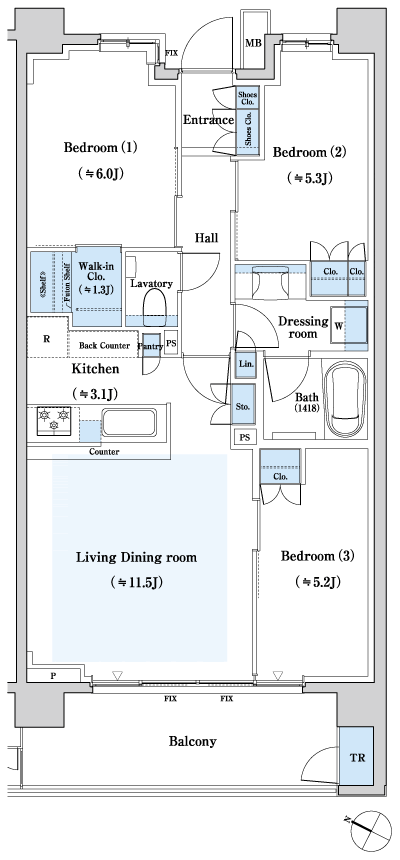 Floor: 3LD ・ K + WIC + TR, the occupied area: 69.43 sq m, Price: TBD