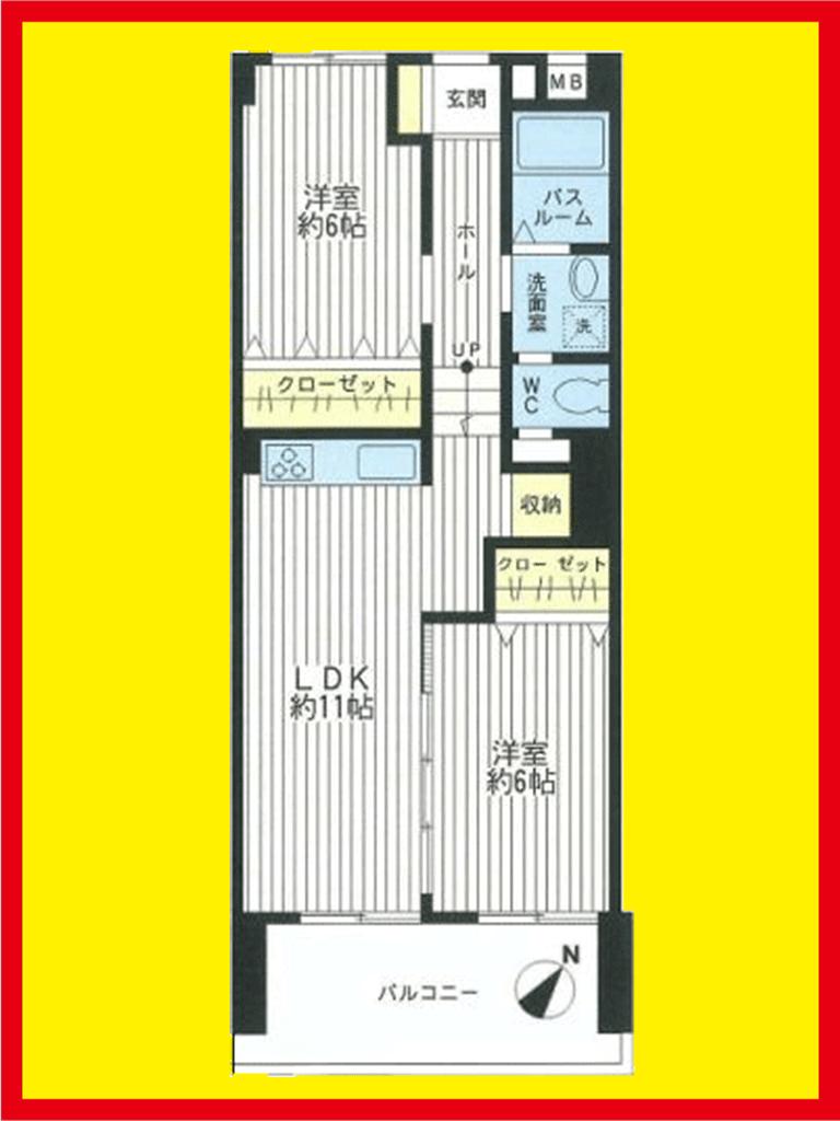 Floor plan. 2LDK, Price 23,900,000 yen, Footprint 59.1 sq m , Balcony area 8.64 sq m