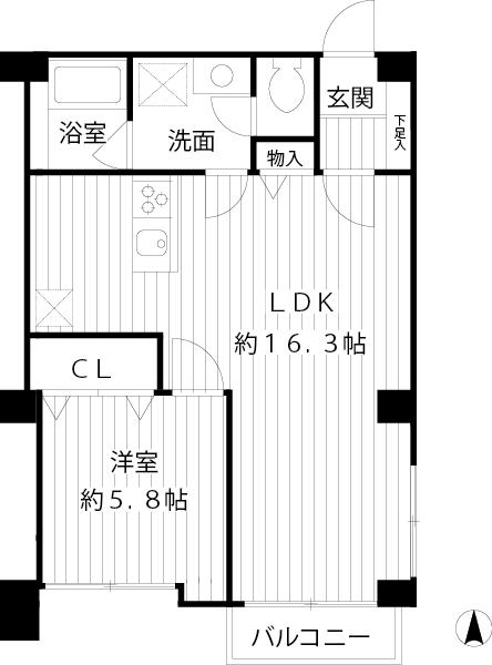 Floor plan. 1LDK, Price 23.8 million yen, Occupied area 50.84 sq m , Balcony area 2.25 sq m