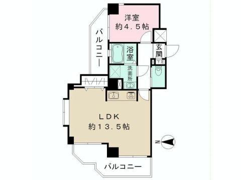Floor plan. 1LDK, Price 31,800,000 yen, Occupied area 42.24 sq m , Balcony area 9.1 sq m of Mato