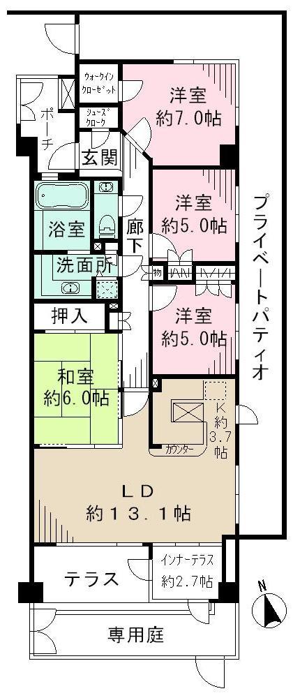 Floor plan. 4LDK, Price 59,600,000 yen, Occupied area 96.48 sq m