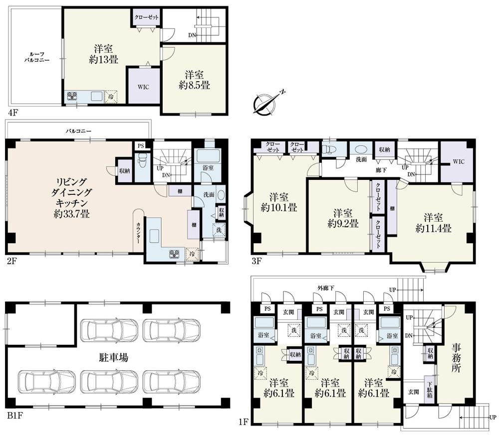 Floor plan. 129 million yen, 5LDK, Land area 143.26 sq m , Building area 297.32 sq m