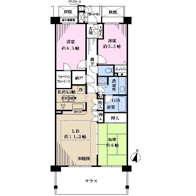 Floor plan. 3LDK + S (storeroom), Price 49,800,000 yen, Occupied area 75.33 sq m