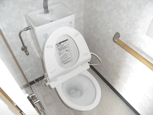 Toilet. Toilet is equipped with heating toilet seat