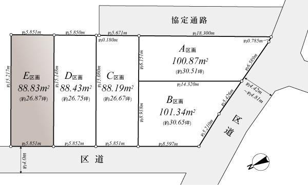 Compartment figure. Land price 64,800,000 yen, Land area 88.83 sq m