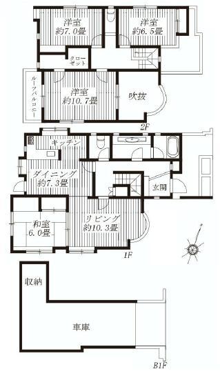 Floor plan. 100 million 9.8 million yen, 4LDK, Land area 128.43 sq m , Building area 162.64 sq m