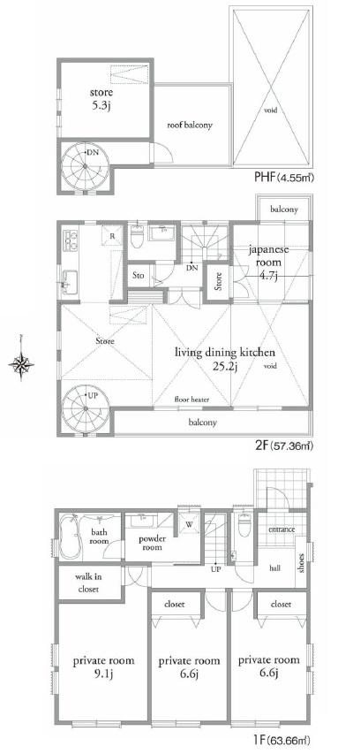 Floor plan. (C Building), Price 83,800,000 yen, 4LDK, Land area 132.24 sq m , Building area 125.57 sq m