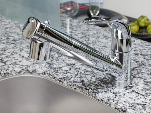 Kitchen.  [Water purifier integrated mixing faucet] Together the water purifier and the single-lever faucet. Care of the sink is equipped with a convenient pull-out hand shower, etc..