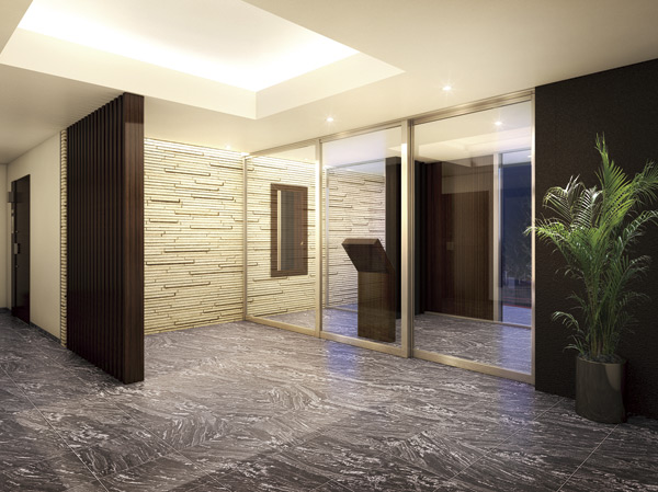 Shared facilities.  [Entrance hall] Entrance to welcome live human, It was the space to feel the calm and elegance, such as proud to live here. (Rendering)