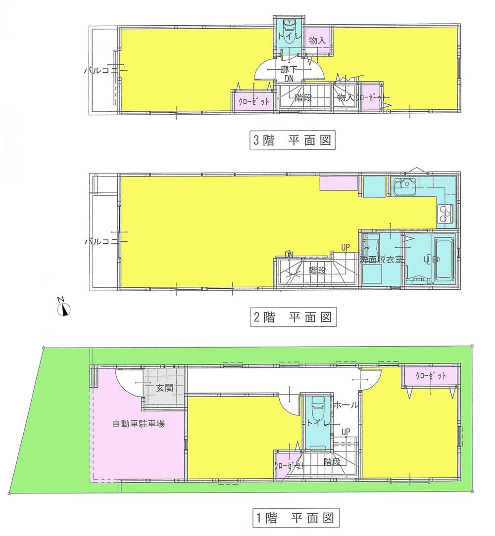 Building plan example (floor plan). Building plan example (D compartment) Building price 1,960 yen, Building area of ​​approximately 101.45 sq m ◎ All room south-facing plan.  ◎ 18.8 Pledge of spacious living