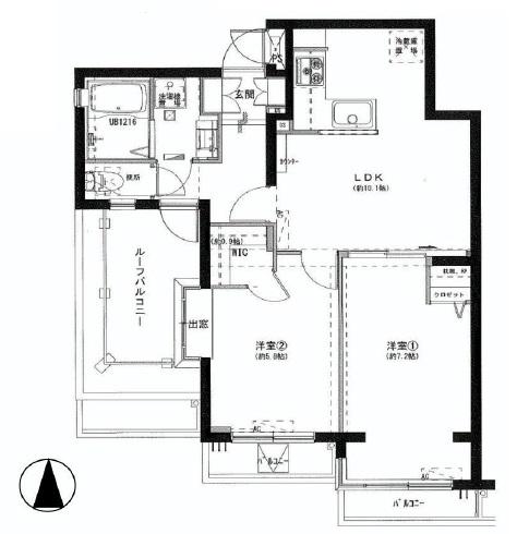 Floor plan. 2LDK, Price 32,900,000 yen, Occupied area 52.86 sq m , Balcony area 5.4 sq m Canyon Cope second Chitosefunabashi