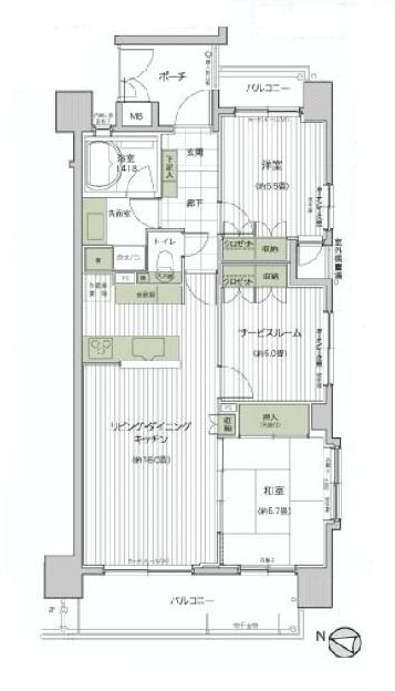 Floor plan. 2LDK + S (storeroom), Price 41,500,000 yen, Occupied area 70.85 sq m , Balcony area 11.65 sq m