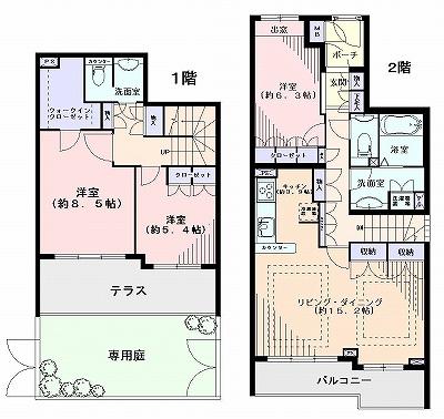 Floor plan. 3LDK, Price 74,800,000 yen, The area occupied 106.8 sq m , Balcony area 9.42 sq m